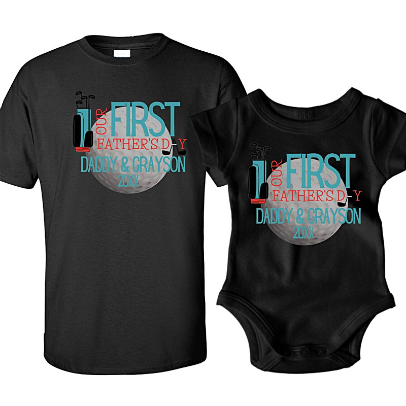 [Adult Tee]PERSONALIZED First Fathers Day Shirt, Golf Dad Gift
