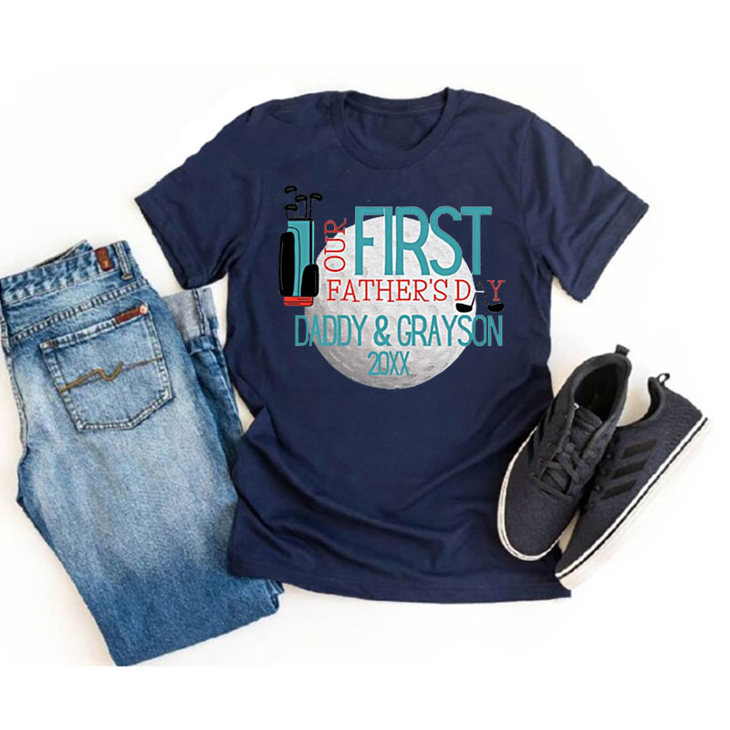 [Adult Tee]PERSONALIZED First Fathers Day Shirt, Golf Dad Gift