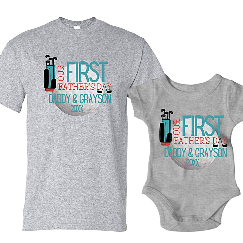 [Baby Bodysuit]PERSONALIZED First Fathers Day Golf Dad Baby Bodysuit