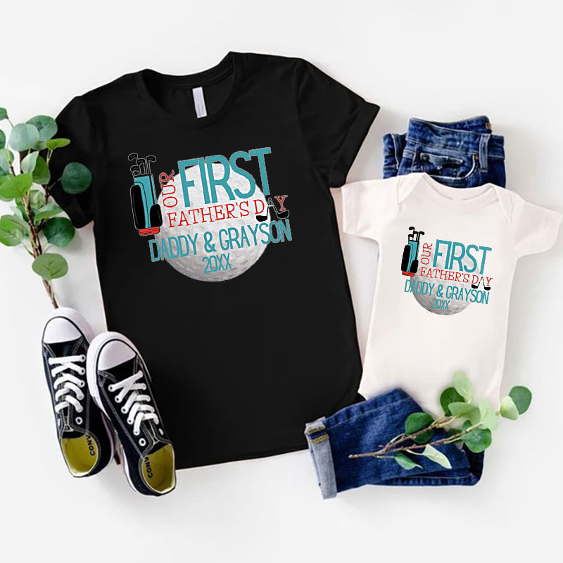 [Baby Bodysuit]PERSONALIZED First Fathers Day Golf Dad Baby Bodysuit