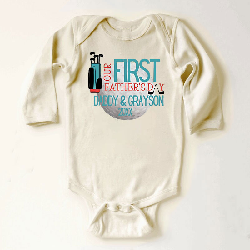 [Baby Bodysuit]PERSONALIZED First Fathers Day Golf Dad Baby Bodysuit