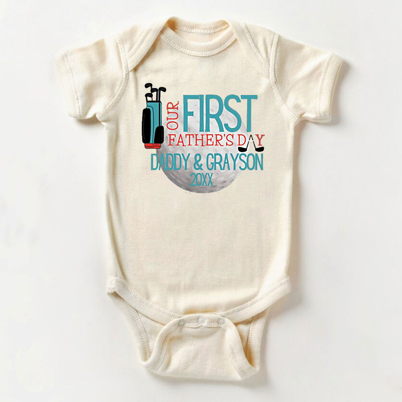 [Baby Bodysuit]PERSONALIZED First Fathers Day Golf Dad Baby Bodysuit