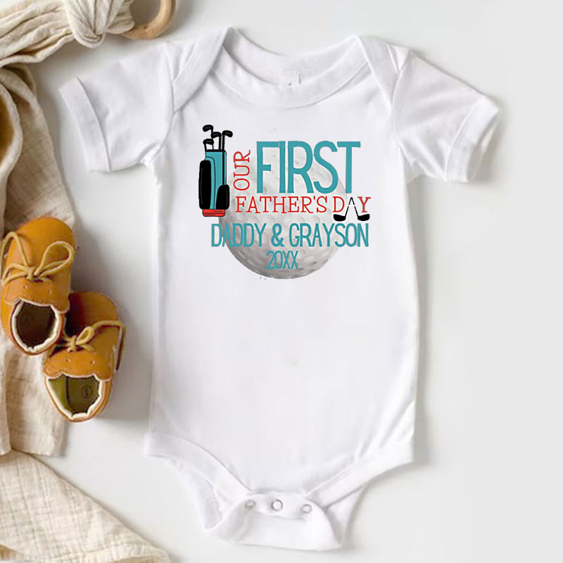 [Baby Bodysuit]PERSONALIZED First Fathers Day Golf Dad Baby Bodysuit