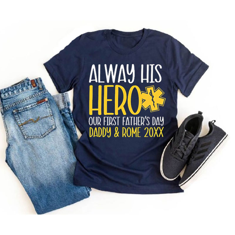 [Adult Tee]PERSONALIZED Paramedic First Fathers Day Shirt