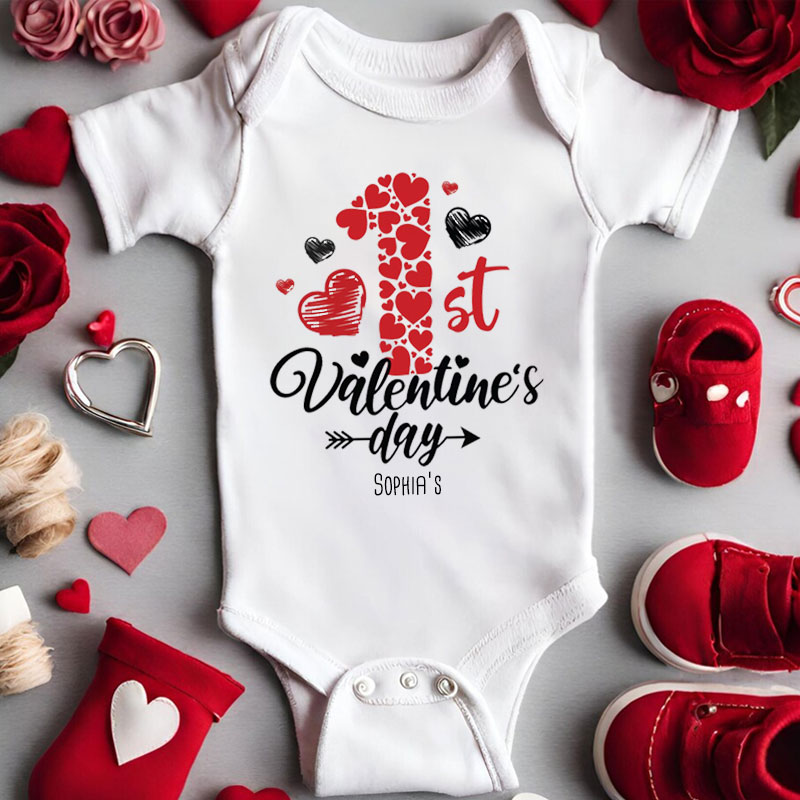 Personalized Baby 1st Valentine's Day Bodysuit