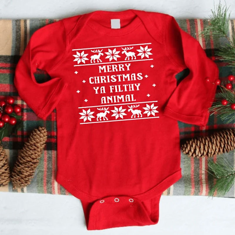 Merry Christmas ya filthy Animal Xmas Infant Bodysuit