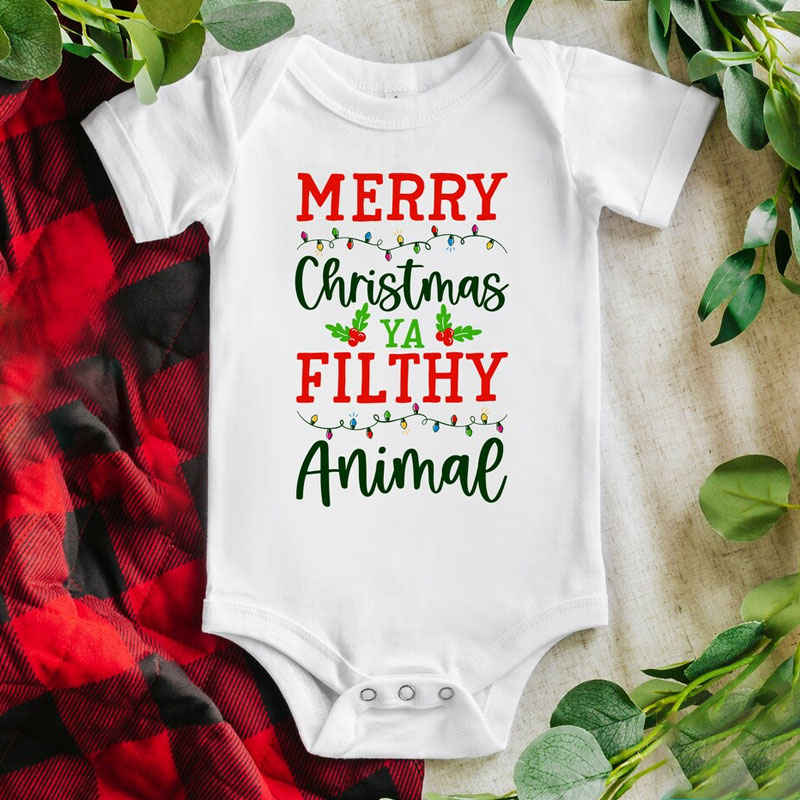 Merry Christmas Ya Filthy Animal Onesie, Funny Xmas Bodysuit