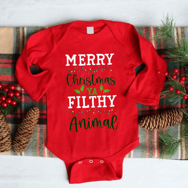 Merry Christmas Ya Filthy Animal Onesie, Funny Xmas Bodysuit