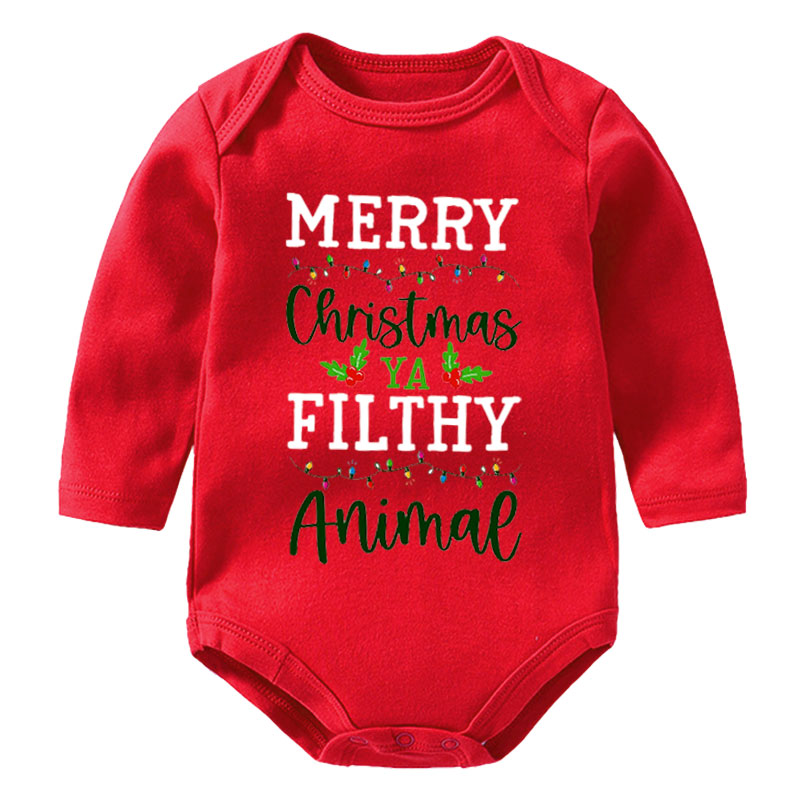 Merry Christmas Ya Filthy Animal Onesie, Funny Xmas Bodysuit