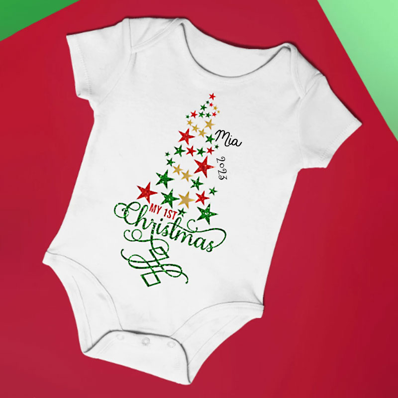 Custom My 1st Christmas Tree Outfit, Baby Christmas Gifts
