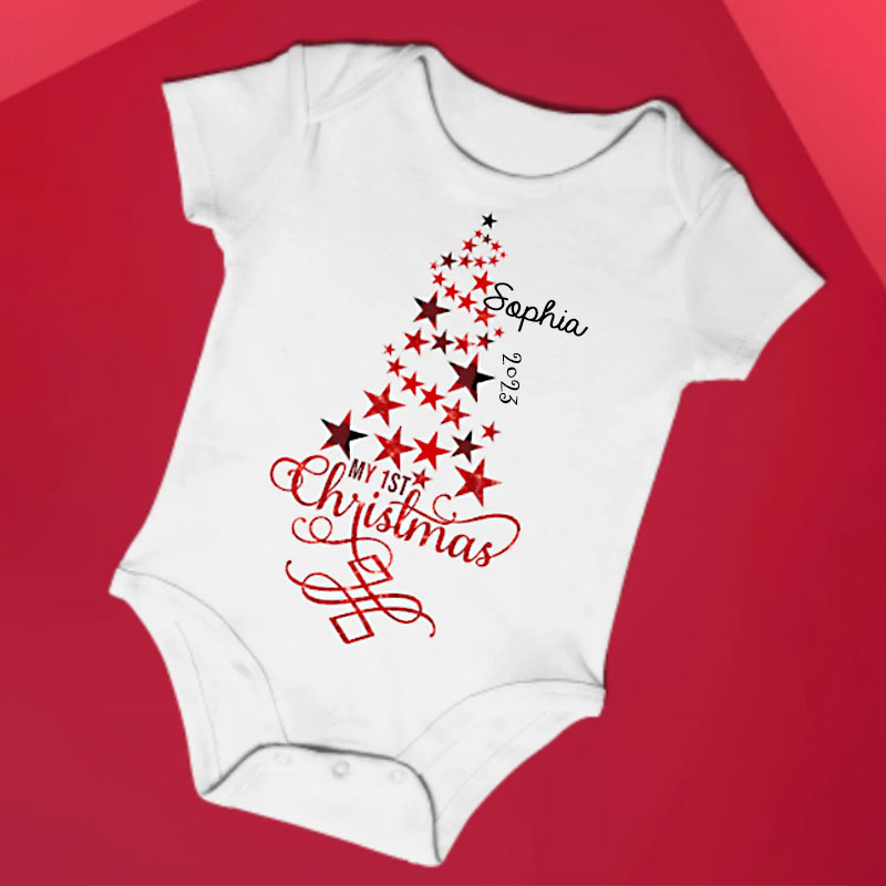 Custom My 1st Christmas Tree Outfit, Baby Christmas Gifts