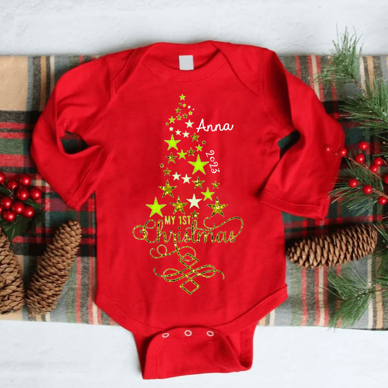 Custom My 1st Christmas Tree Outfit, Baby Christmas Gifts