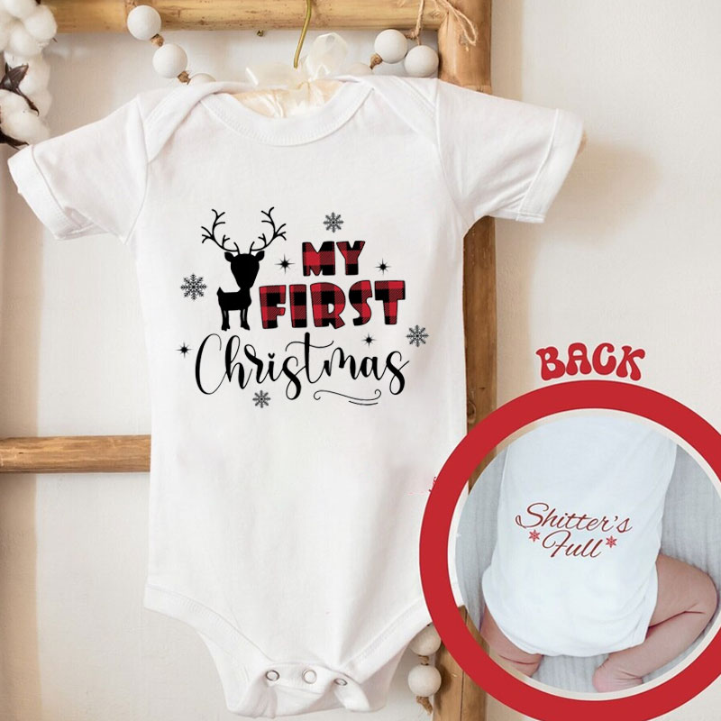 Personalized Baby's First Christmas Onesie, Newborn Xmas Gift
