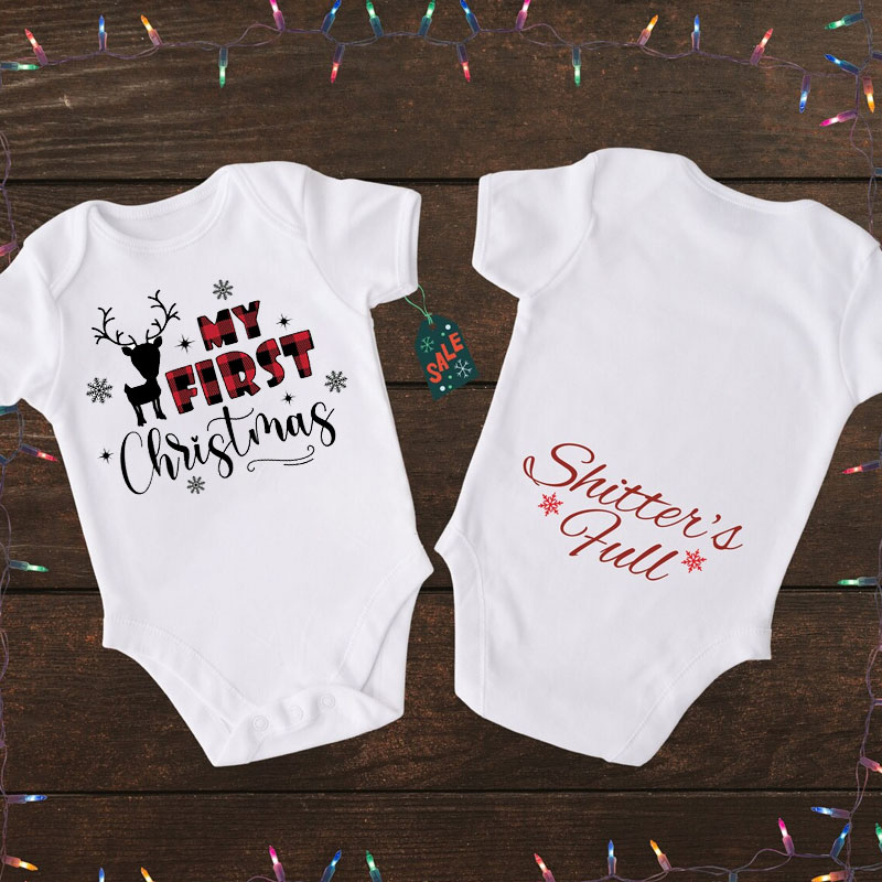 Personalized Baby's First Christmas Onesie, Newborn Xmas Gift