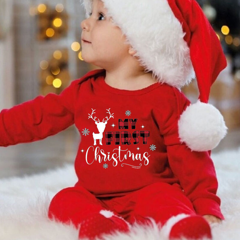 Personalized Baby's First Christmas Onesie, Newborn Xmas Gift