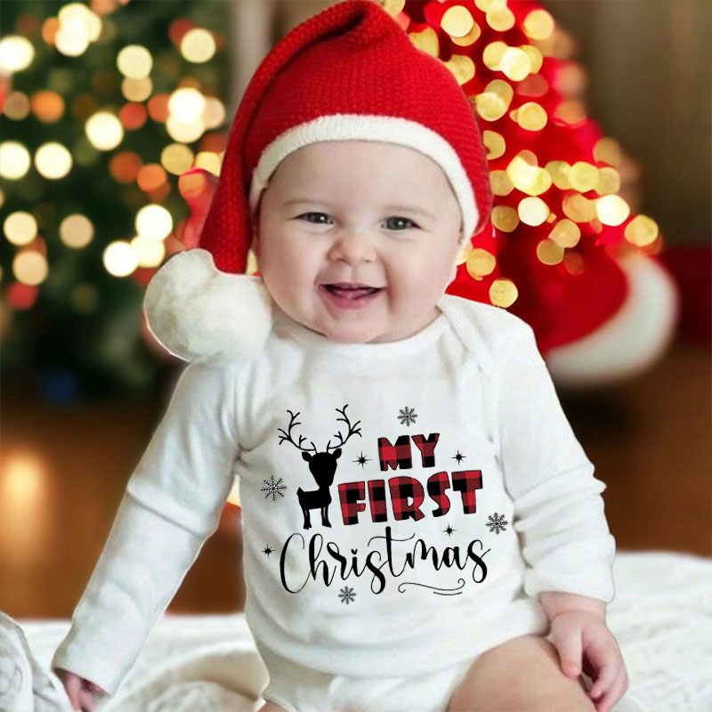 Personalized Baby's First Christmas Onesie, Newborn Xmas Gift