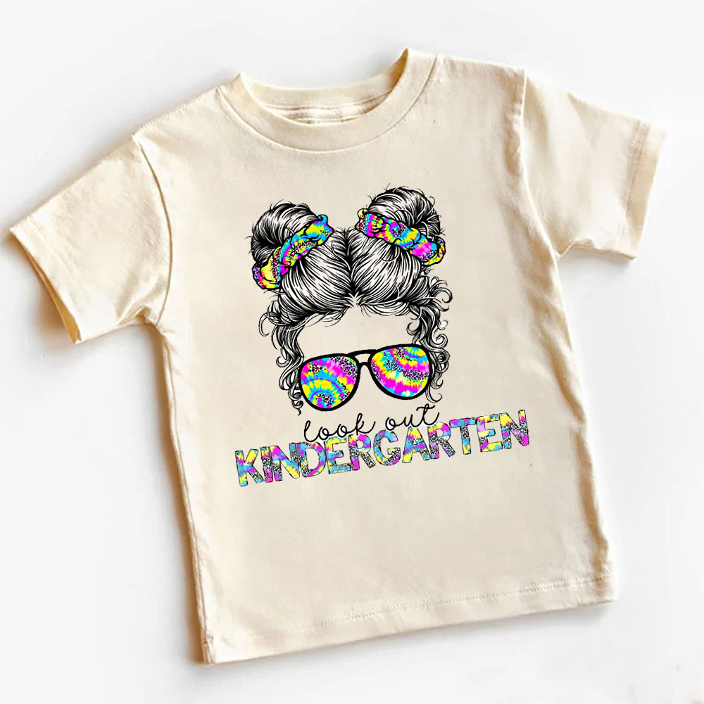 Cool Girl Look Out Messy Bun Hair Girl Grade Tees