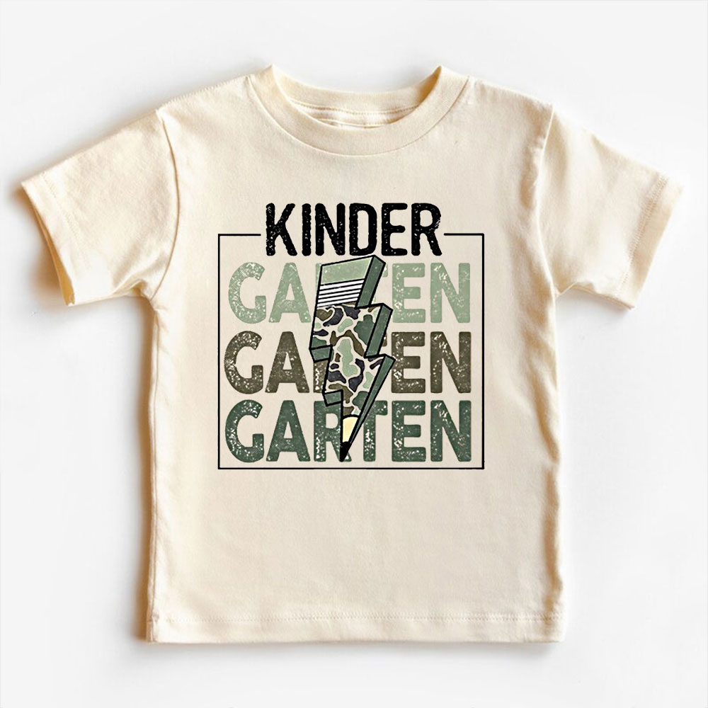 Retro Camouflage and Lightning School Grade Kids T-shirt