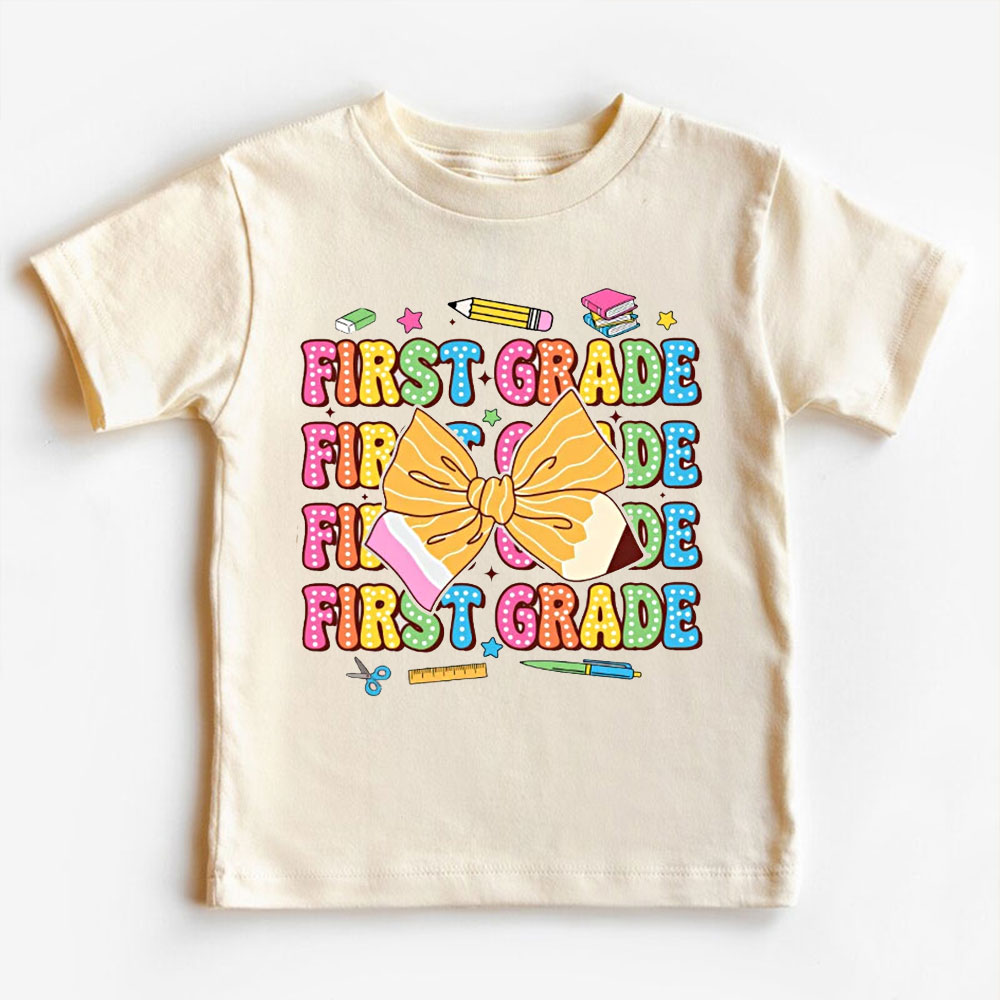 Pencil Bowtie Design School Grade Girl T-shirt