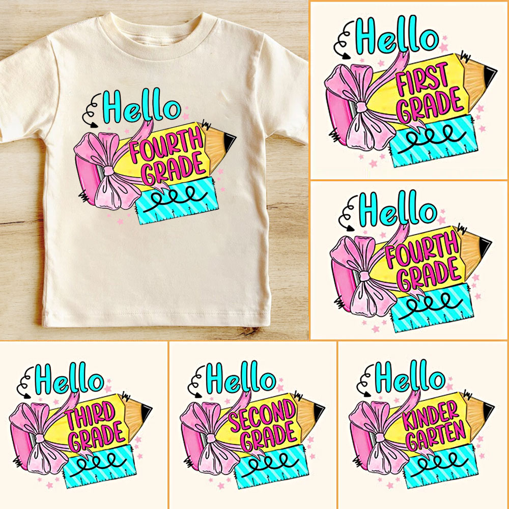 For Girl Cute Pencil School Grade Girl T-shirt