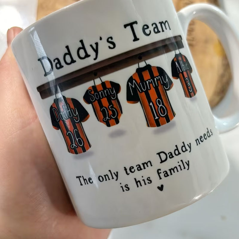 Personalised Mug for Him, Dads Sport Team Mug