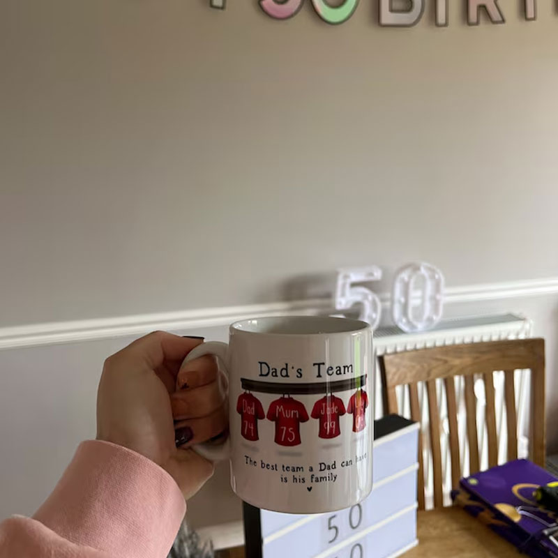 Personalised Mug for Him, Dads Sport Team Mug