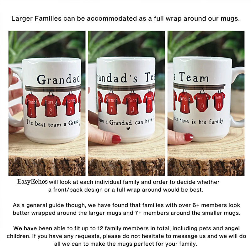 Personalised Mug for Him, Dads Sport Team Mug