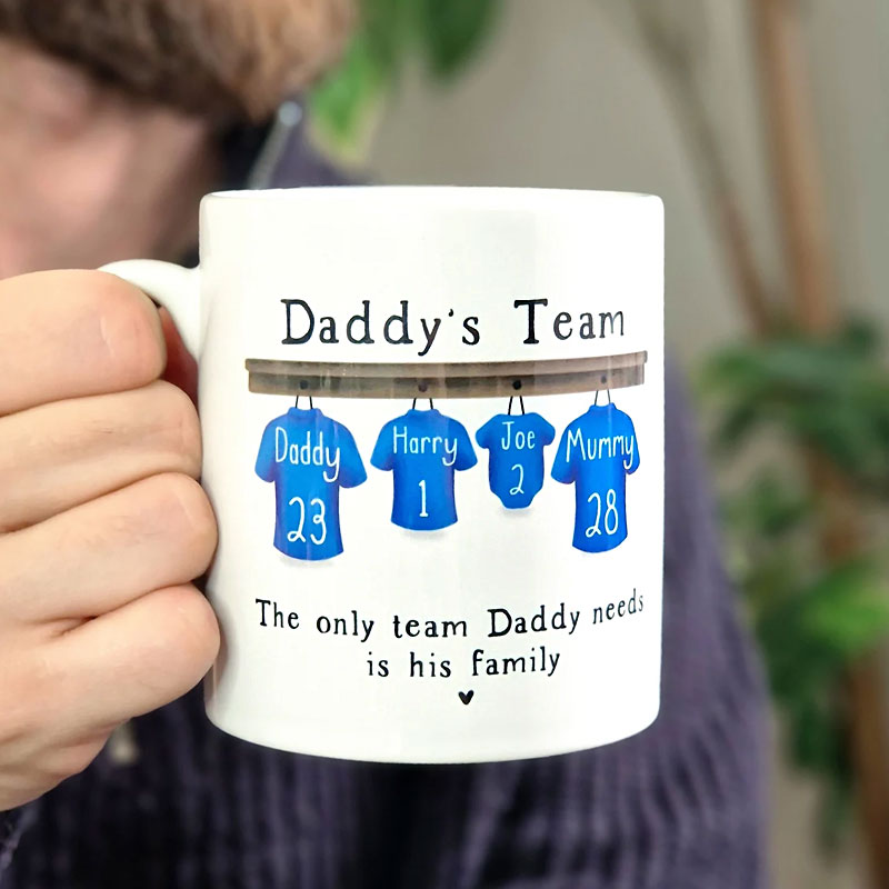 Personalised Mug for Him, Dads Sport Team Mug