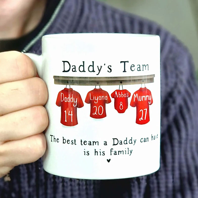 Personalised Mug for Him, Dads Sport Team Mug