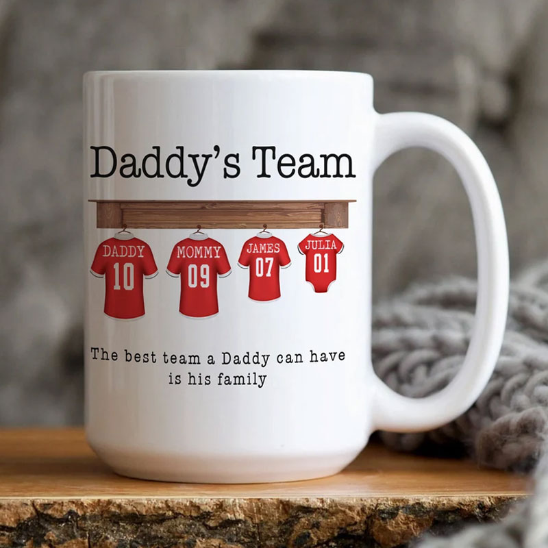 Personalised Mug for Him, Dads Sport Team Mug