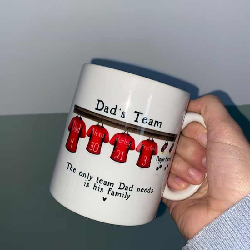 Personalised Mug for Him, Dads Sport Team Mug