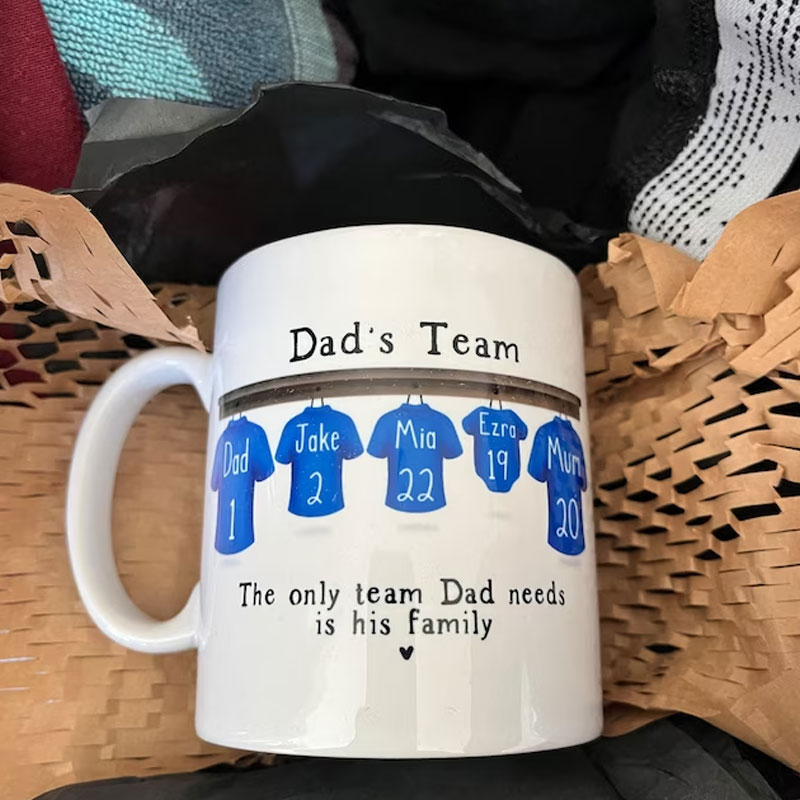 Personalised Mug for Him, Dads Sport Team Mug