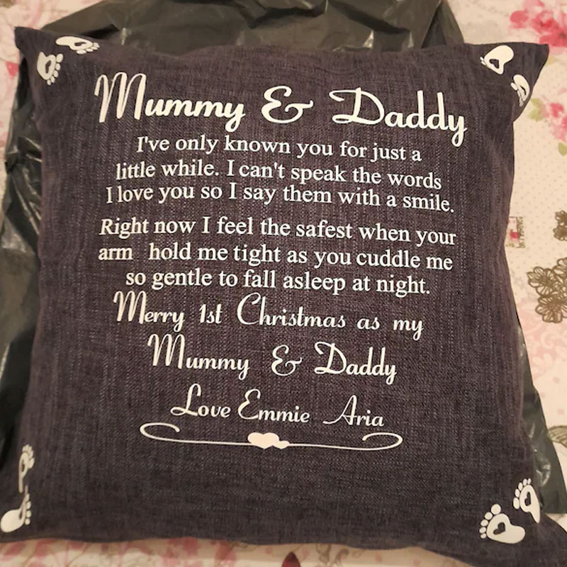 Personalised Mummy and Daddy Cushion Gift