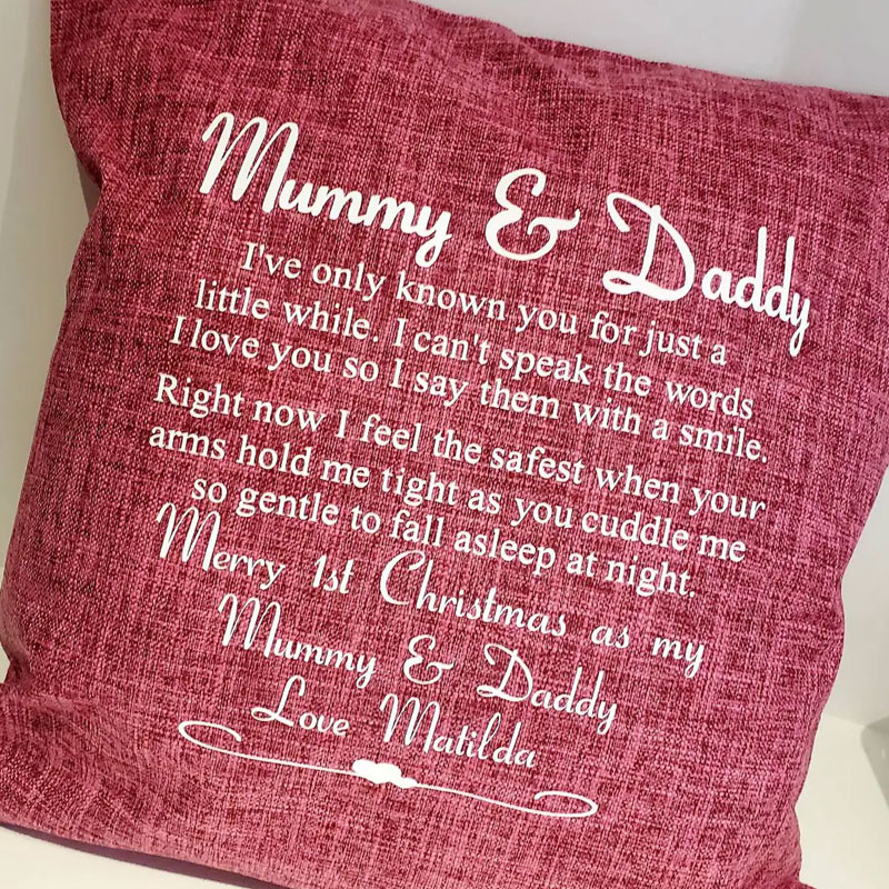 Personalised Mummy and Daddy Cushion Gift