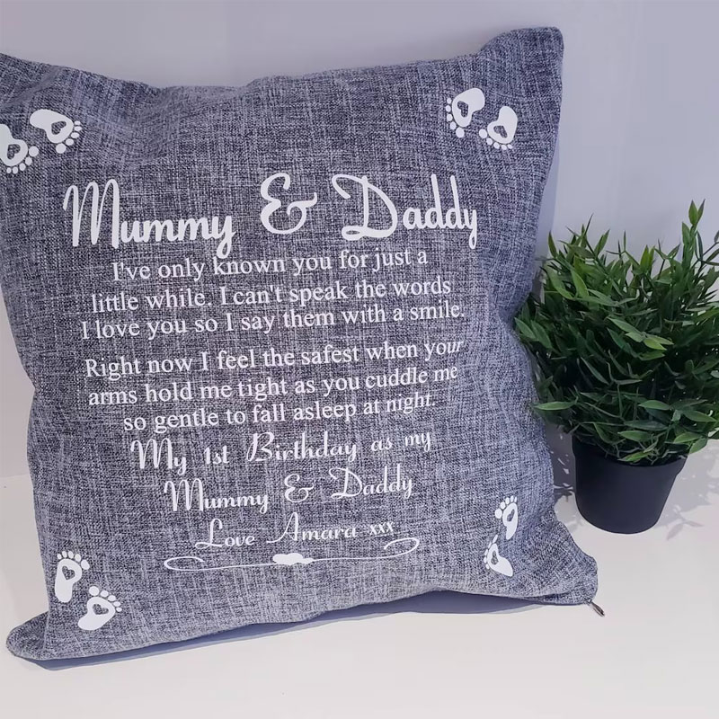 Personalised Mummy and Daddy Cushion Gift