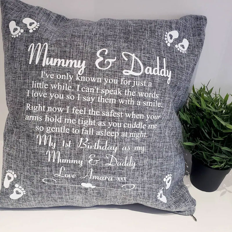 Personalised Mummy and Daddy Cushion Gift