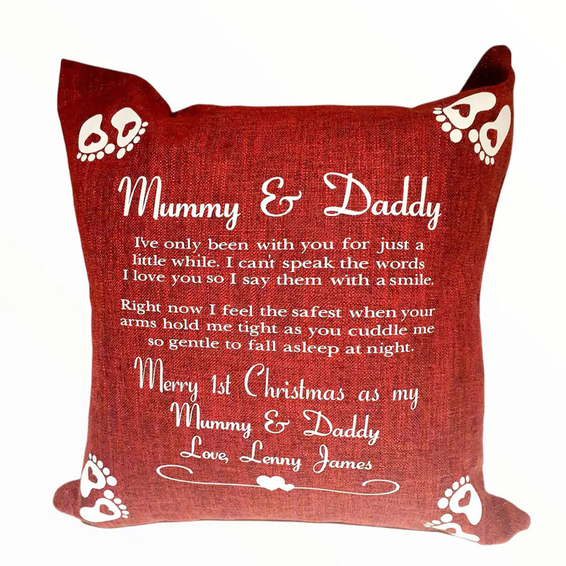 Personalised Mummy and Daddy Cushion Gift