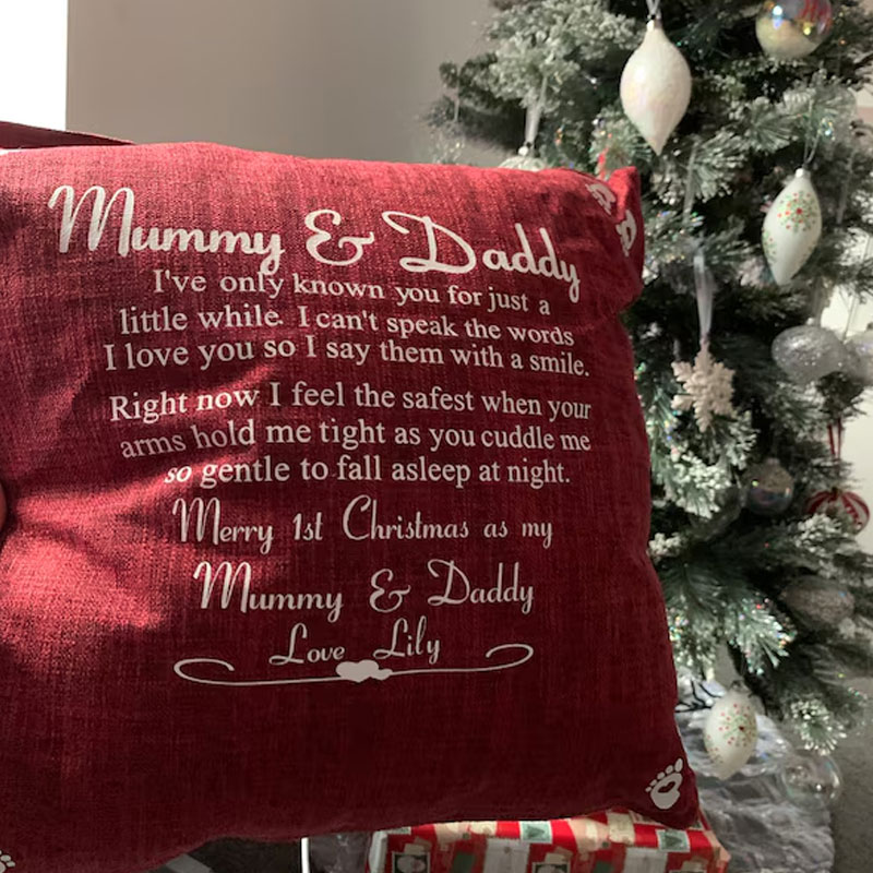 Personalised Mummy and Daddy Cushion Gift