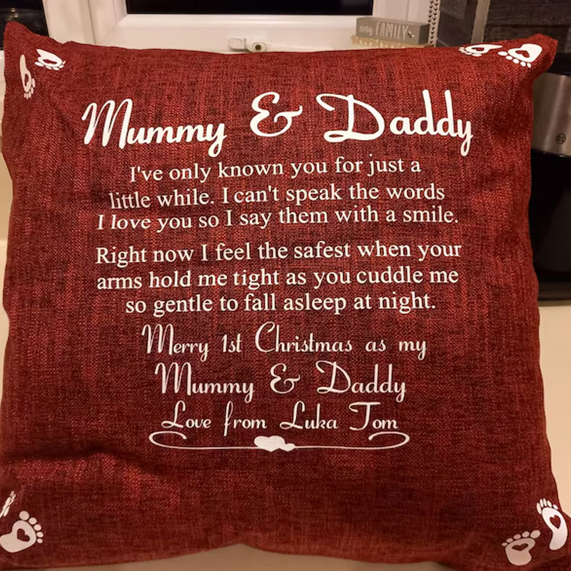 Personalised Mummy and Daddy Cushion Gift