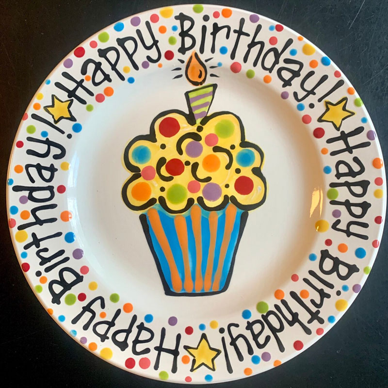 Custom Pretty Pastel Cupcake Birthday Plate for Kids, Families