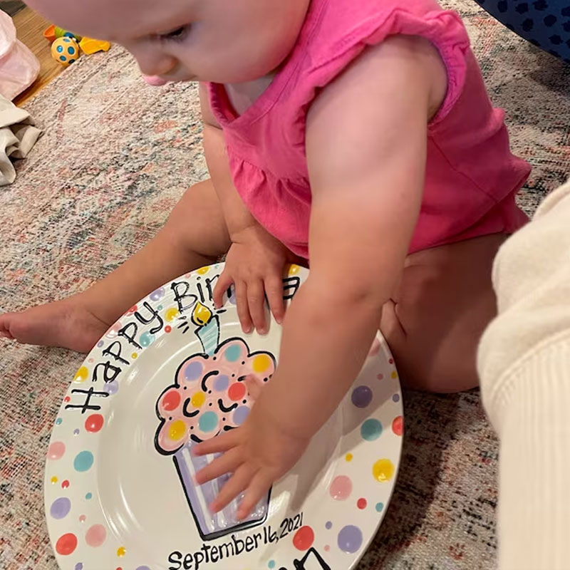 Custom Pretty Pastel Cupcake Birthday Plate for Kids, Families