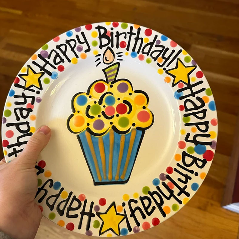 Custom Pretty Pastel Cupcake Birthday Plate for Kids, Families