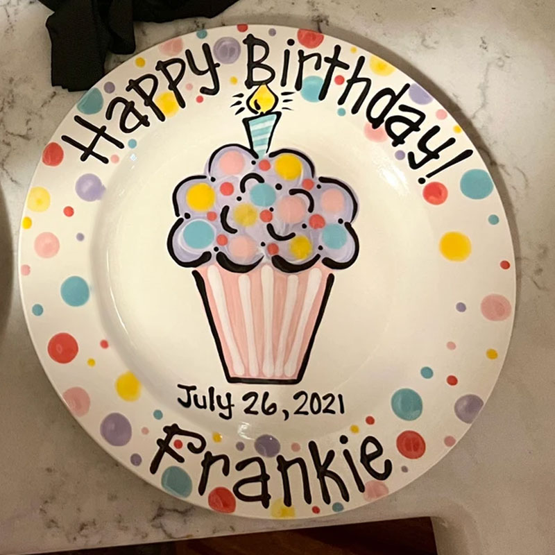 Custom Pretty Pastel Cupcake Birthday Plate for Kids, Families