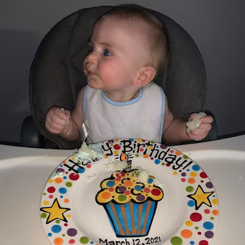 Custom Pretty Pastel Cupcake Birthday Plate for Kids, Families