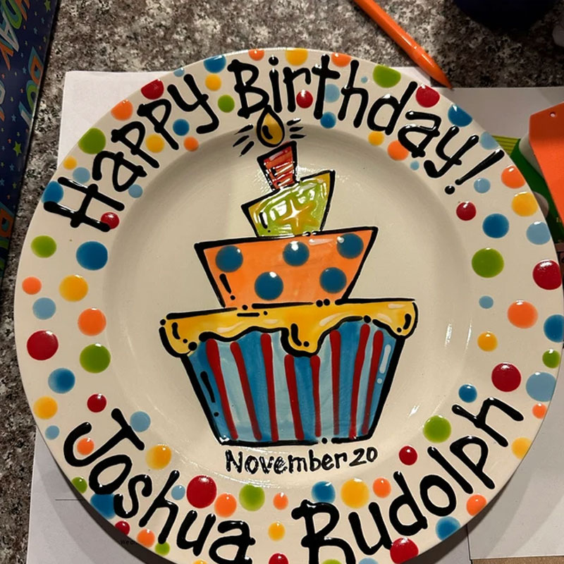 Personalized Birthday Plate, Colorful Cupcake Cake Plate
