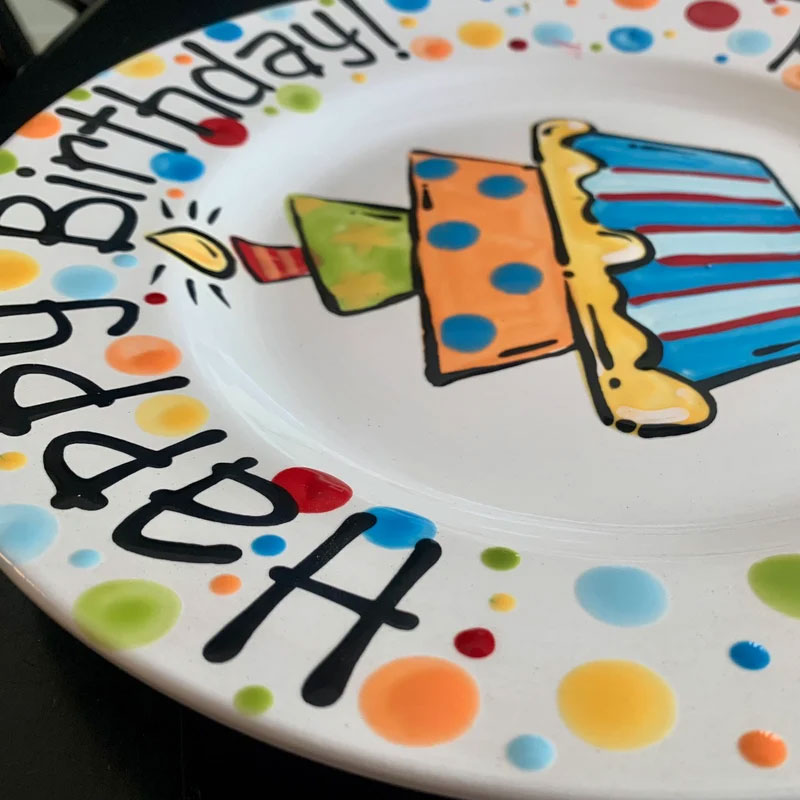 Personalized Birthday Plate, Colorful Cupcake Cake Plate