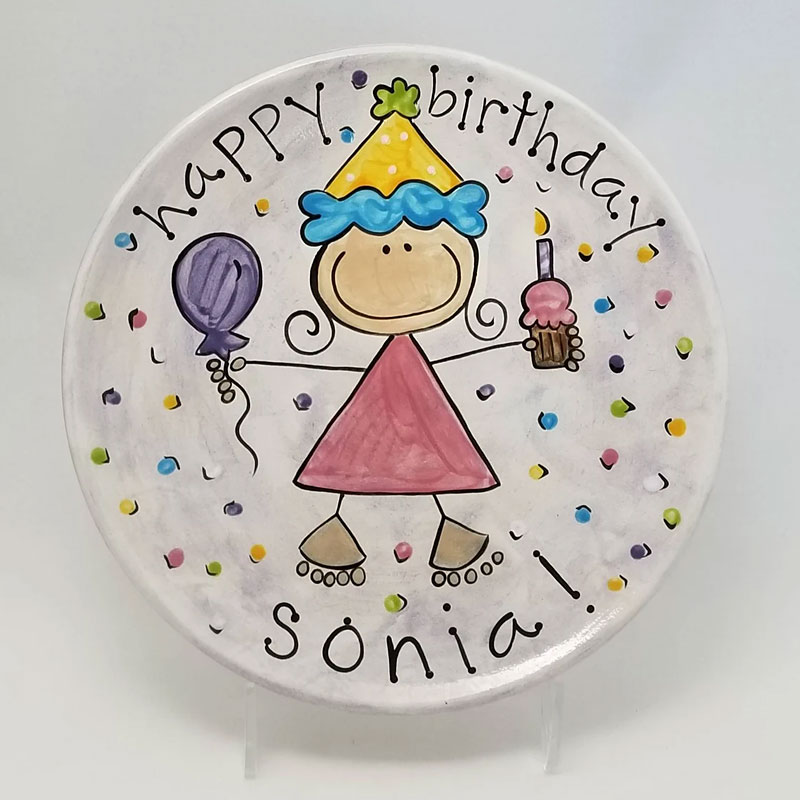 Custom Birthday Ceramic Cake Plate for Girls and Boys