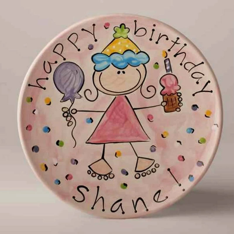 Custom Birthday Ceramic Cake Plate for Girls and Boys