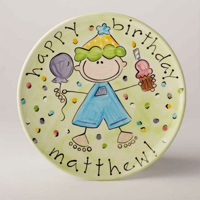 Custom Birthday Ceramic Cake Plate for Girls and Boys