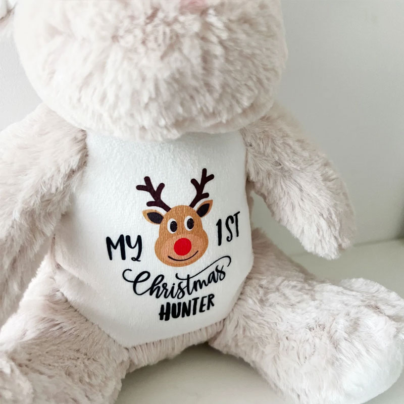 Personalised Baby 1st Christmas Soft Reindeer Toy Gift